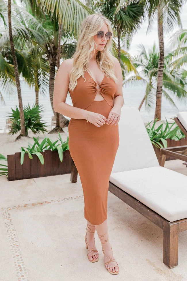 Best deal π Pink Lily Find Your Way Back Brown Ring Link Halter Ribbed π Dress FINAL SALE π 12 Best deal π Pink Lily Find Your Way Back Brown Ring Link Halter Ribbed π Dress FINAL SALE π - Image 12