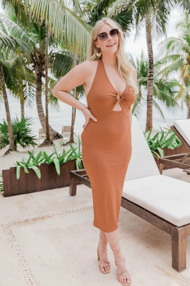 Best deal π Pink Lily Find Your Way Back Brown Ring Link Halter Ribbed π Dress FINAL SALE π 13 Best deal π Pink Lily Find Your Way Back Brown Ring Link Halter Ribbed π Dress FINAL SALE π - Image 13