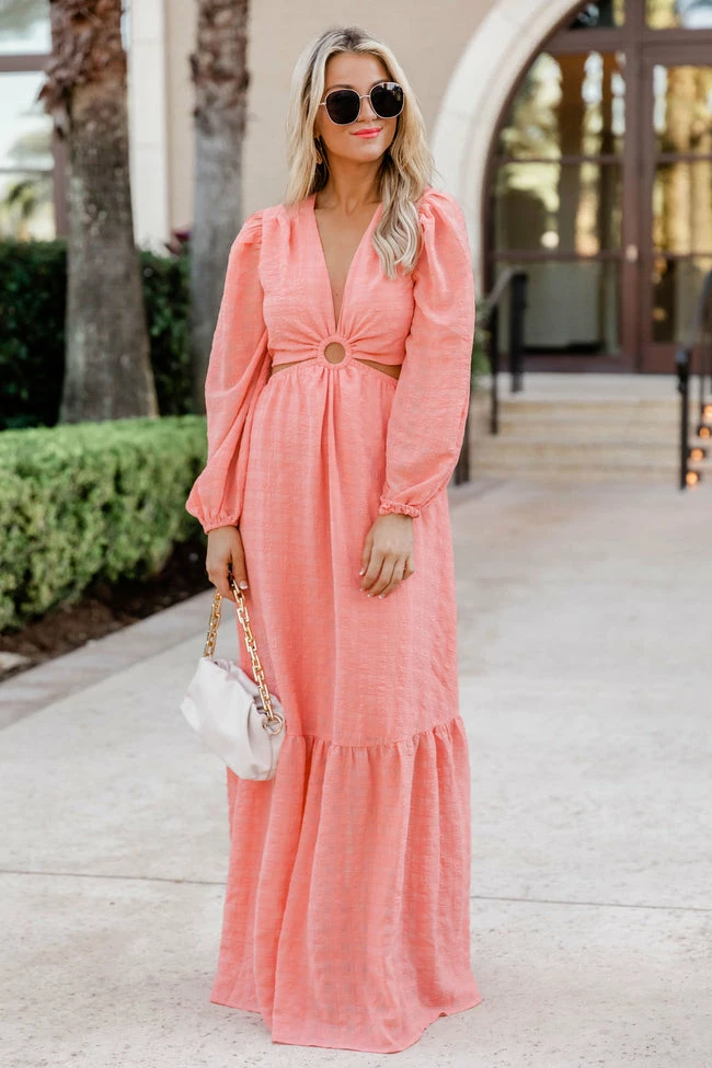 Outlet 🛒 Pink Lily All I Ever Asked Coral Ring Detail Maxi 👗 Dress FINAL SALE 💯 - Image 4