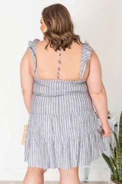 Wholesale 👏 Pink Lily Behind Schedule Indigo/White Striped Flutter Sleeve 👗 Dress FINAL SALE 🔥 -Cheap dresses Store 181480 1 650x