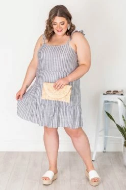 Wholesale 👏 Pink Lily Behind Schedule Indigo/White Striped Flutter Sleeve 👗 Dress FINAL SALE 🔥 -Cheap dresses Store 181480 2 650x