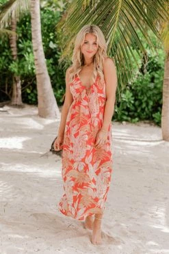 Budget π Pink Lily Belize βοΈ Summer Red Printed Maxi π Dress FINAL SALE π