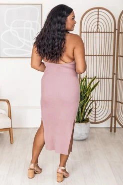 Deals 🔔 Pink Lily Sweet Wish Mauve Ring Link Halter Knit Midi 👗 Dress FINAL SALE ❤️ -Cheap dresses Store 181562 1 650x