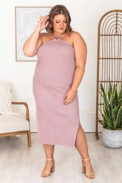 Deals 🔔 Pink Lily Sweet Wish Mauve Ring Link Halter Knit Midi 👗 Dress FINAL SALE ❤️ -Cheap dresses Store 181562 1 a25e7643 fda0 4b2b 885f f734b700a375 650x