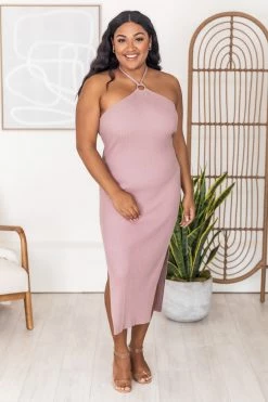 Deals 🔔 Pink Lily Sweet Wish Mauve Ring Link Halter Knit Midi 👗 Dress FINAL SALE ❤️ -Cheap dresses Store 181562 3 650x