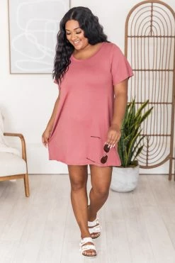 Promo ⭐ Pink Lily Basically The Best Mauve T-Shirt 👗 Dress FINAL SALE ❤️ -Cheap dresses Store 181670 5 650x