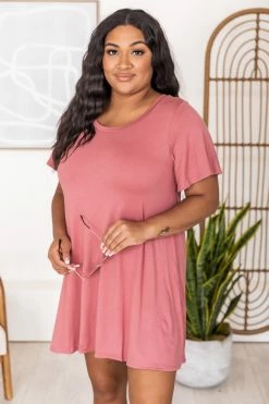 Promo ⭐ Pink Lily Basically The Best Mauve T-Shirt 👗 Dress FINAL SALE ❤️ -Cheap dresses Store 181670 6 650x