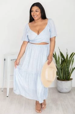 Top 10 🤩 Pink Lily Sweet Satisfaction Blue Cutout Gingham Midi 👗 Dress FINAL SALE 🧨 -Cheap dresses Store 181722 2 650x