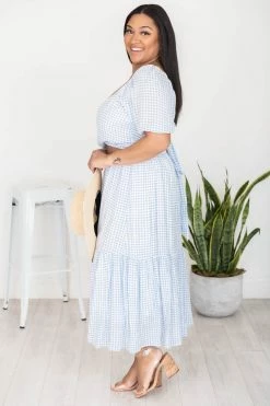 Top 10 🤩 Pink Lily Sweet Satisfaction Blue Cutout Gingham Midi 👗 Dress FINAL SALE 🧨 -Cheap dresses Store 181722 4 650x