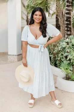 Top 10 π€© Pink Lily Sweet Satisfaction Blue Cutout Gingham Midi π Dress FINAL SALE π§¨