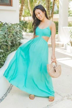 Best reviews of π Pink Lily Modern Ideas Teal Smocked Cutout Maxi π Dress FINAL SALE π