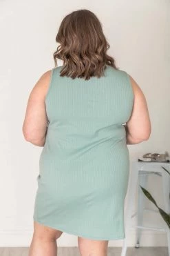 Outlet 🎉 Pink Lily Want The Best Sage Collared Ribbed Knit 👗 Dress FINAL SALE ✨ -Cheap dresses Store 182276 5 650x