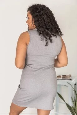 Budget 🌟 Pink Lily Want The Best Grey Collared Ribbed Knit 👗 Dress FINAL SALE 🔔 -Cheap dresses Store 182278 4 650x