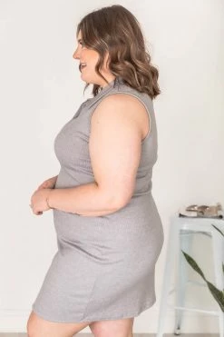 Budget 🌟 Pink Lily Want The Best Grey Collared Ribbed Knit 👗 Dress FINAL SALE 🔔 -Cheap dresses Store 182278 6 650x