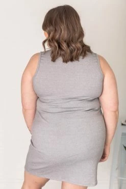 Budget 🌟 Pink Lily Want The Best Grey Collared Ribbed Knit 👗 Dress FINAL SALE 🔔 -Cheap dresses Store 182278 7 650x