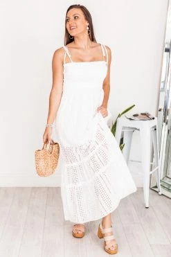 Deals 😍 Pink Lily Greatest Story Ivory Smocked Bust Eyelet Maxi 👗 Dress FINAL SALE 🔥 -Cheap dresses Store 182310 2 650x