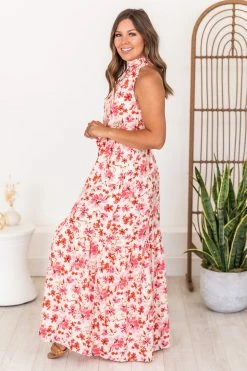 Deals 🛒 Pink Lily Before Long Pink Halter Neck Floral Maxi 👗 Dress FINAL SALE 🎉 -Cheap dresses Store 182324 3 650x