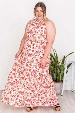 Deals 🛒 Pink Lily Before Long Pink Halter Neck Floral Maxi 👗 Dress FINAL SALE 🎉 -Cheap dresses Store 182324 6 650x