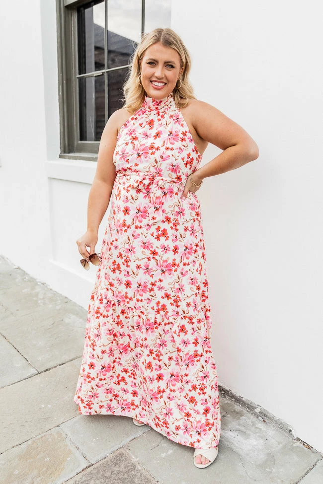 Deals 🛒 Pink Lily Before Long Pink Halter Neck Floral Maxi 👗 Dress FINAL SALE 🎉 - Image 11