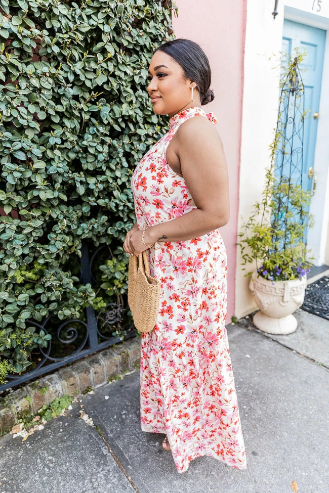 Deals 🛒 Pink Lily Before Long Pink Halter Neck Floral Maxi 👗 Dress FINAL SALE 🎉 - Image 9