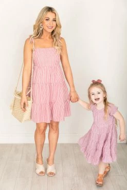 Cheap 😍 Pink Lily Sway To The Music 👧 Girls Red Stripe Tiered Midi 👗 Dress FINAL SALE 🌟 -Cheap dresses Store 182534 182734 1 650x