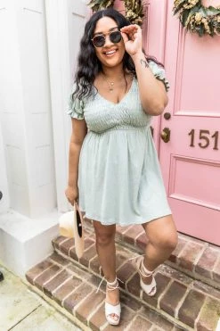 Deals π Pink Lily You're Mine Sage Smocked Bust π Dress FINAL SALE π