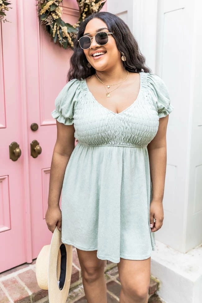 Deals 🌟 Pink Lily You're Mine Sage Smocked Bust 👗 Dress FINAL SALE 🎁 - Image 2