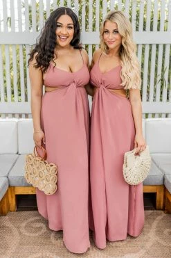 Best Sale 🌟 Pink Lily Nobody But Us Mauve Cutout Maxi 👗 Dress FINAL SALE ⌛