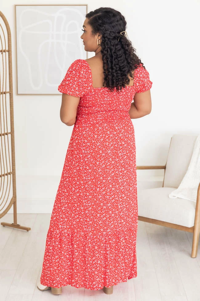 Hot Sale π Pink Lily Lovely Little Tune Red Smocked Bust Floral Maxi π Dress π 14 Hot Sale π Pink Lily Lovely Little Tune Red Smocked Bust Floral Maxi π Dress π - Image 14