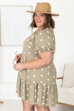 Hot Sale 🔔 Pink Lily One Last Look Sage Pom Babydoll Mini 👗 Dress FINAL SALE 💯 -Cheap dresses Store 183244 5 650x