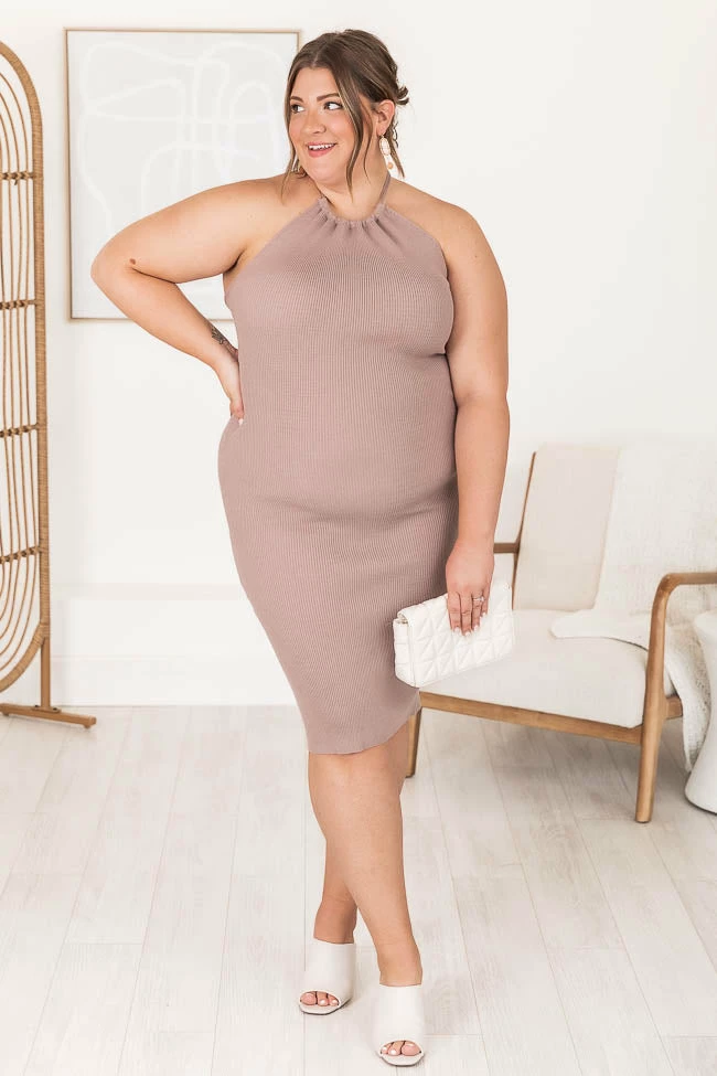 Hot Sale β Pink Lily On The List Taupe Halter Ribbed Midi Bodycon π Dress π 11 Hot Sale β Pink Lily On The List Taupe Halter Ribbed Midi Bodycon π Dress π - Image 11