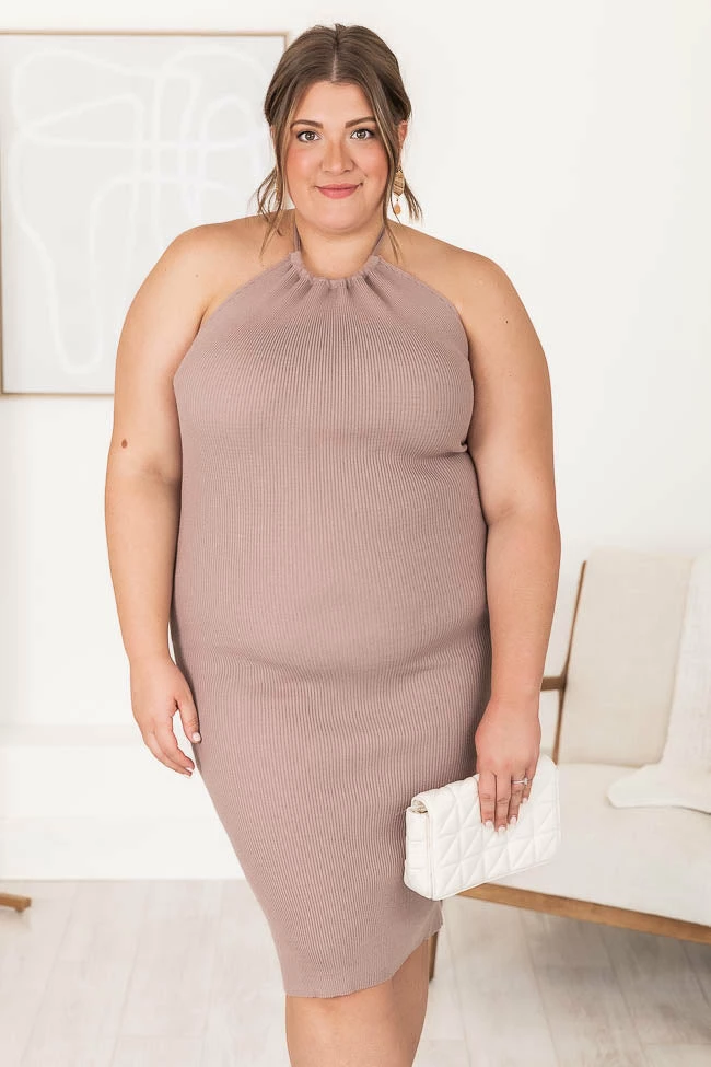 Hot Sale β Pink Lily On The List Taupe Halter Ribbed Midi Bodycon π Dress π 12 Hot Sale β Pink Lily On The List Taupe Halter Ribbed Midi Bodycon π Dress π - Image 12