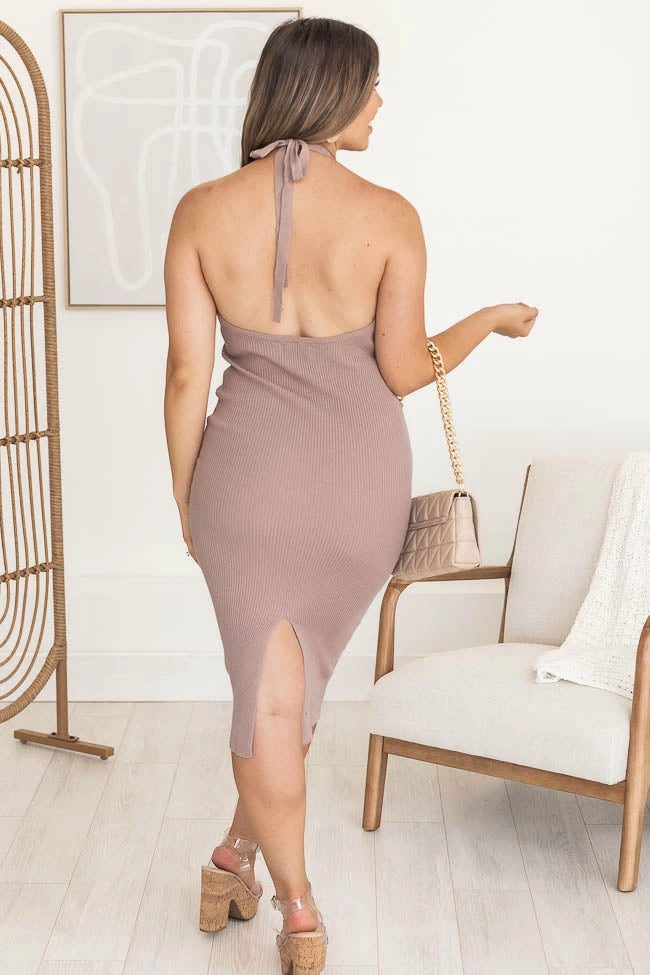 Hot Sale β Pink Lily On The List Taupe Halter Ribbed Midi Bodycon π Dress π 7 Hot Sale β Pink Lily On The List Taupe Halter Ribbed Midi Bodycon π Dress π - Image 7