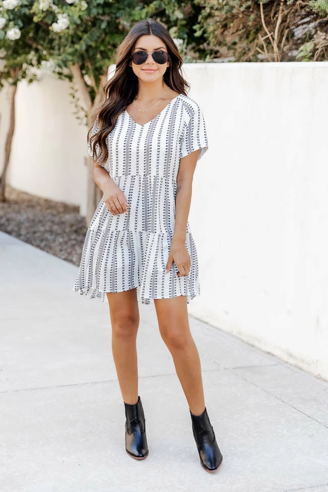 Wholesale βοΈ Pink Lily Feel The Flow Ivory Printed Babydoll Mini π Dress π₯ 2 Wholesale βοΈ Pink Lily Feel The Flow Ivory Printed Babydoll Mini π Dress π₯ - Image 2