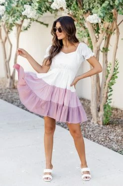 Buy π― Pink Lily Your Hand In Mine Pink Color Block Mini π Dress π₯°