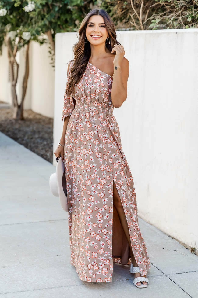 Wholesale β Pink Lily Everlasting Bliss Brown Floral One Shoulder Maxi π Dress FINAL SALE π 2 Wholesale β Pink Lily Everlasting Bliss Brown Floral One Shoulder Maxi π Dress FINAL SALE π - Image 2