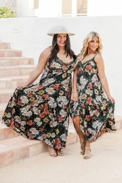 Cheap dresses Store 13 New β Pink Lily Bring Me To Life Green Lace Trim Floral Maxi π Dress FINAL SALE β