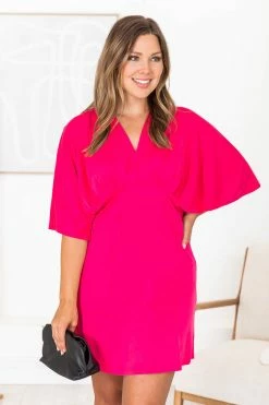 Outlet 💯 Pink Lily Midnight Hour Hot Pink Drape Front Mini 👗 Dress 🛒 -Cheap dresses Store 183520 2 4be58937 825c 404c b7ec ab9b3fc75faa 650x