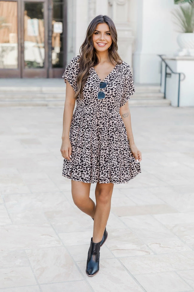 Cheap π Pink Lily My Last Time Tan Animal Print Babydoll π Dress π 2 Cheap π Pink Lily My Last Time Tan Animal Print Babydoll π Dress π - Image 2