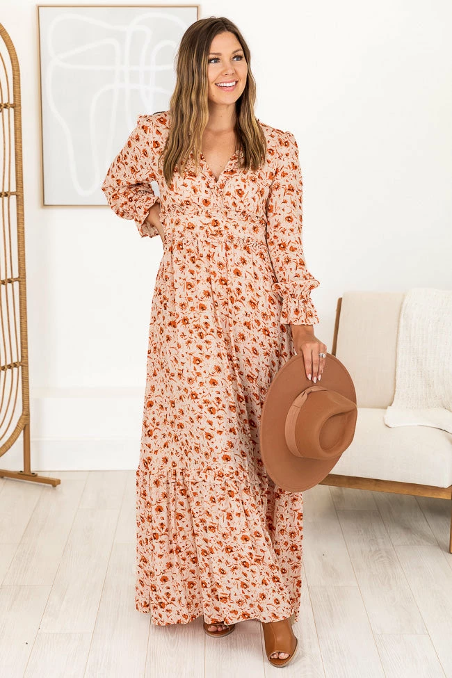 Best Sale π Pink Lily It's All A Dream Rust Floral Ruffle Trim Maxi π Dress FINAL SALE π 6 Best Sale π Pink Lily It's All A Dream Rust Floral Ruffle Trim Maxi π Dress FINAL SALE π - Image 6