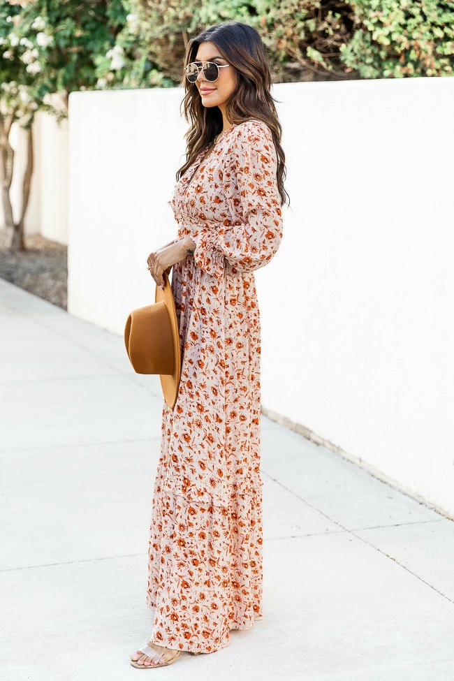 Best Sale π Pink Lily It's All A Dream Rust Floral Ruffle Trim Maxi π Dress FINAL SALE π 2 Best Sale π Pink Lily It's All A Dream Rust Floral Ruffle Trim Maxi π Dress FINAL SALE π - Image 2