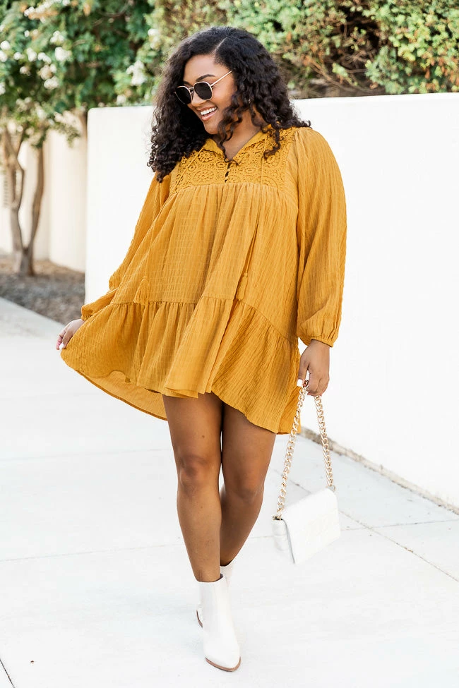 Promo π Pink Lily Perfectly You Mustard Lace Detail Mini π Dress π― 1 Promo π Pink Lily Perfectly You Mustard Lace Detail Mini π Dress π―