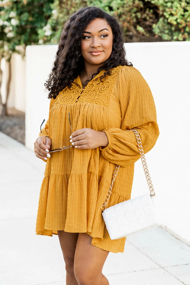 Promo π Pink Lily Perfectly You Mustard Lace Detail Mini π Dress π― 2 Promo π Pink Lily Perfectly You Mustard Lace Detail Mini π Dress π― - Image 2