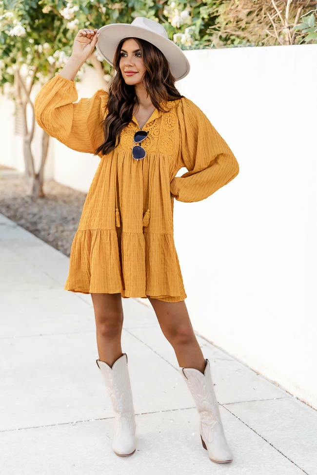 Promo π Pink Lily Perfectly You Mustard Lace Detail Mini π Dress π― 6 Promo π Pink Lily Perfectly You Mustard Lace Detail Mini π Dress π― - Image 6