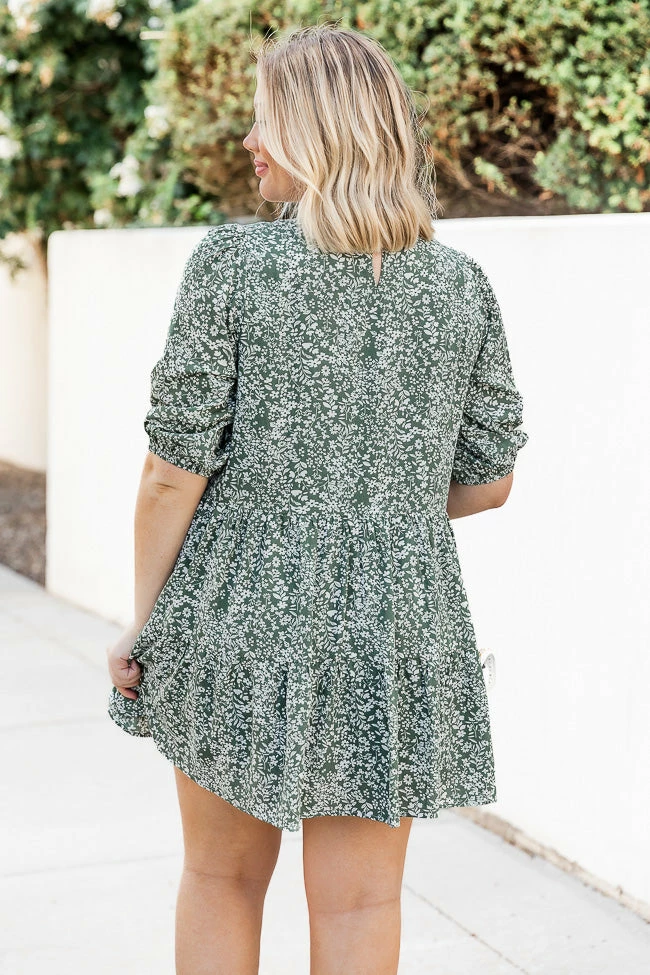 Budget 𧨠Pink Lily Electric Nights Olive Floral Babydoll Mini π Dress FINAL SALE π 6 Budget 𧨠Pink Lily Electric Nights Olive Floral Babydoll Mini π Dress FINAL SALE π - Image 6