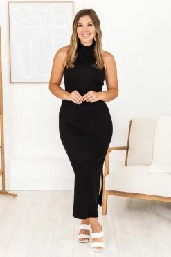 Brand new ⌛ Pink Lily You're The One Black Ribbed Turtleneck Tank 👗 Dress FINAL SALE 🧨 -Cheap dresses Store 183748 4 650x