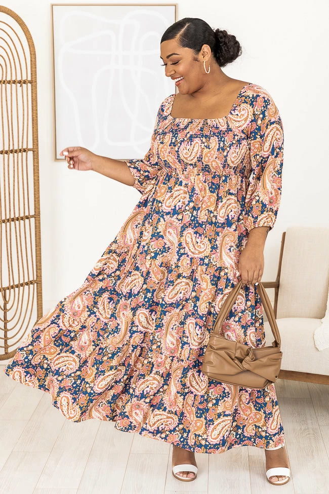 Hot Sale π Pink Lily Be The One Blue Printed Smocked Bust Maxi π Dress β 12 Hot Sale π Pink Lily Be The One Blue Printed Smocked Bust Maxi π Dress β - Image 12