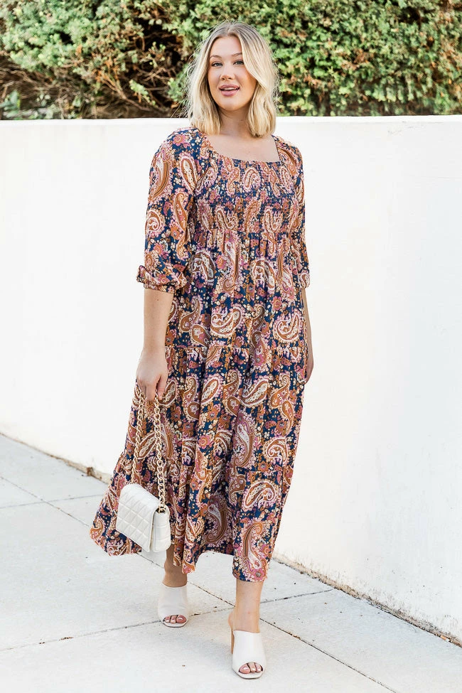 Hot Sale π Pink Lily Be The One Blue Printed Smocked Bust Maxi π Dress β 1 Hot Sale π Pink Lily Be The One Blue Printed Smocked Bust Maxi π Dress β