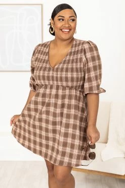 Outlet ✔️ Pink Lily Just A Thought Brown Plaid Smocked Bust Mini 👗 Dress ✨ -Cheap dresses Store 183828 2 384606ff dd52 4fa6 b58e d478cbfcd1fb 650x