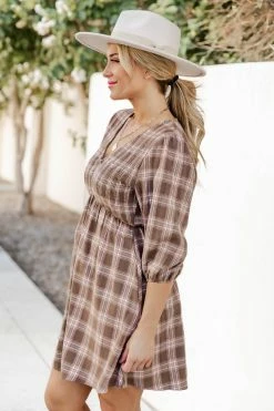Outlet ✔️ Pink Lily Just A Thought Brown Plaid Smocked Bust Mini 👗 Dress ✨ -Cheap dresses Store 183828 justathought 162200 staybeautifulmedium 174114 differenttimezonesivory 156626 bethcream 4 650x